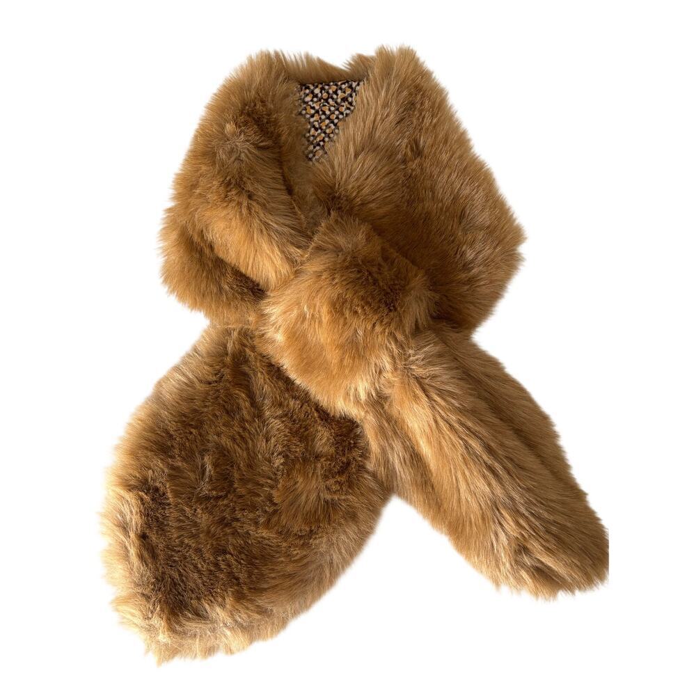 Banana Republic Faux Fur Scarf in Brown One Size - Picture 2 of 5